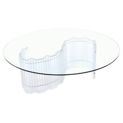 Charles Hollis Style Tubular Tambour Lucite Acrylic Coffee Table