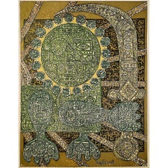 Composition calligraphique de Charles Hossein Zenderoudi datant d'environ 1965 - Art iranien