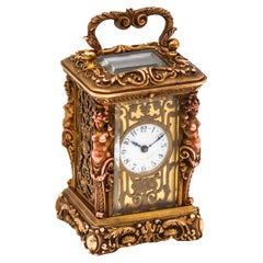 Charles Hour 1870 French Neo Classic Miniature Carriage Travel Clock Gilt Ormolu