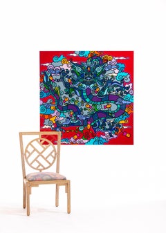 Charles Houska, "Asian Folklore", Acrylic and Resin on Canvas