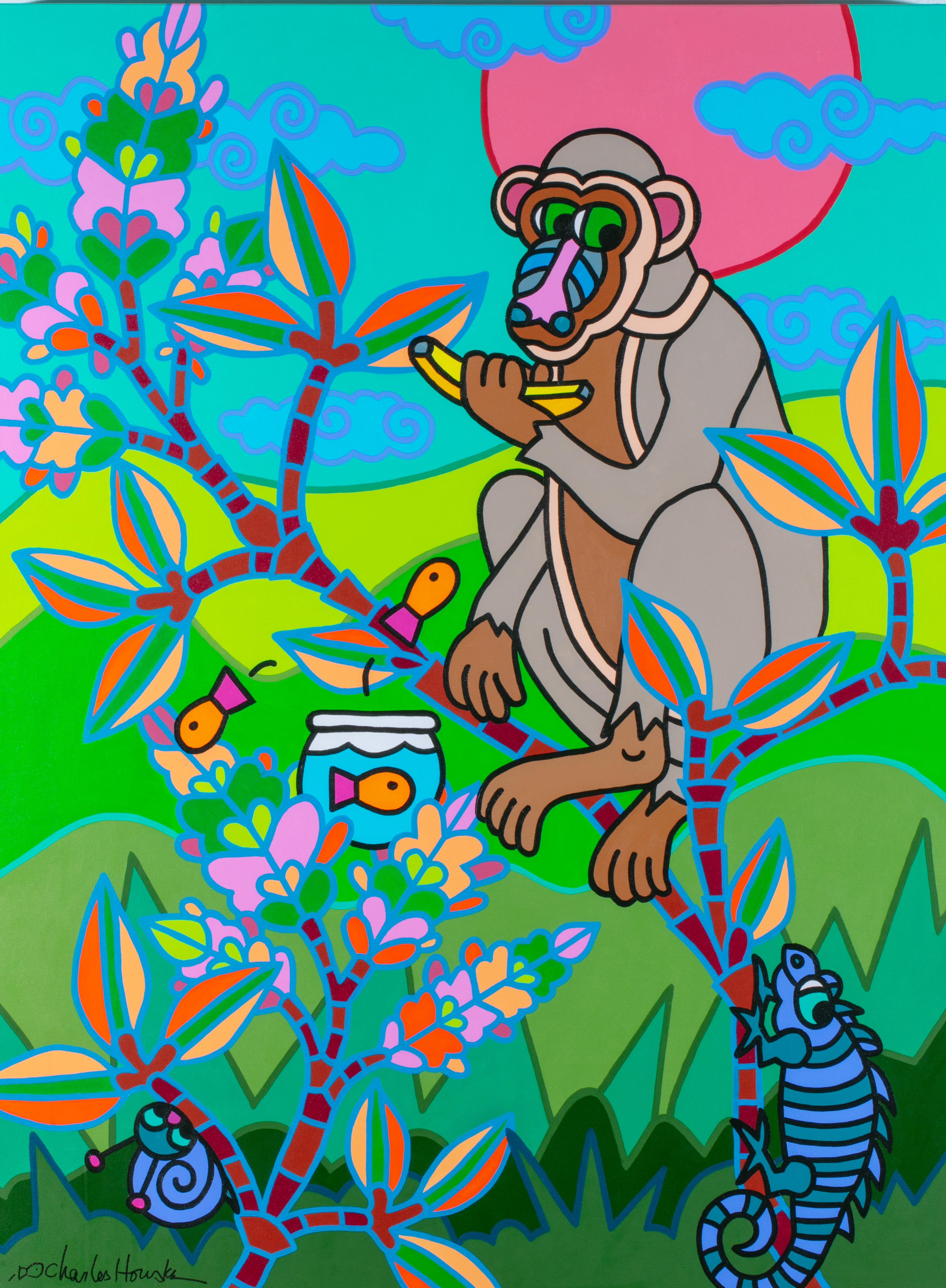 Party in Dschungelform aus der Chinoiserie – Painting von Charles Houska