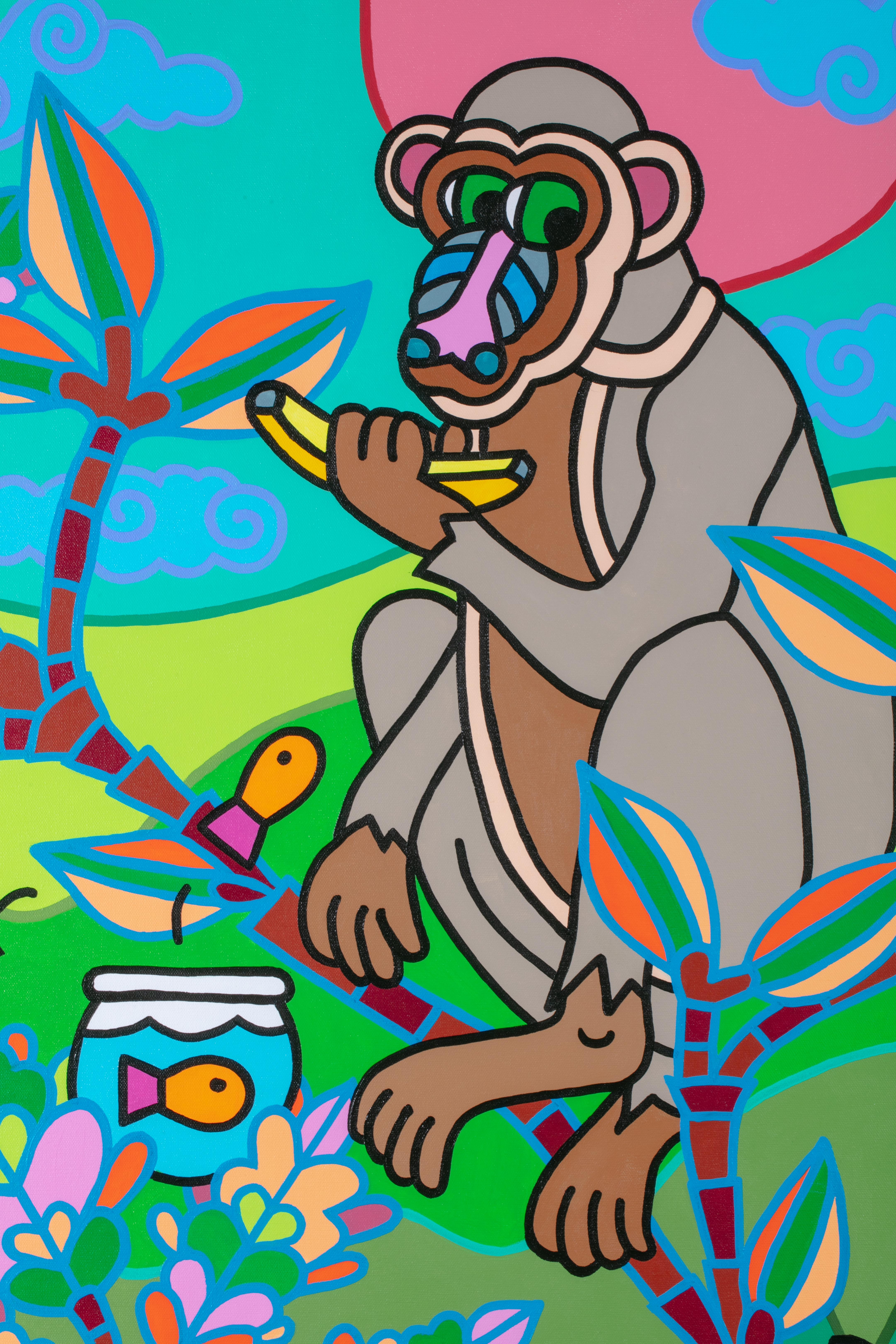 Party in Dschungelform aus der Chinoiserie (Pop-Art), Painting, von Charles Houska