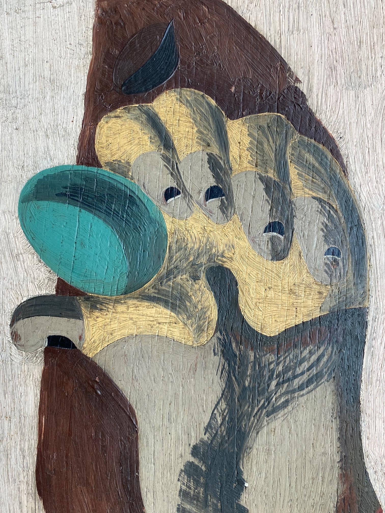 Surrealistisches Gemälde von Charles Houghton Howard  Stillleben mit Hand und Ei    im Angebot 1