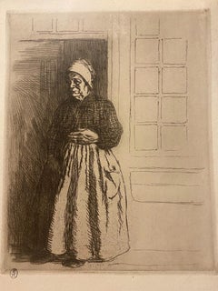 Figure of Woman - Original Etching by Charles Huard - Mid-20th Century
