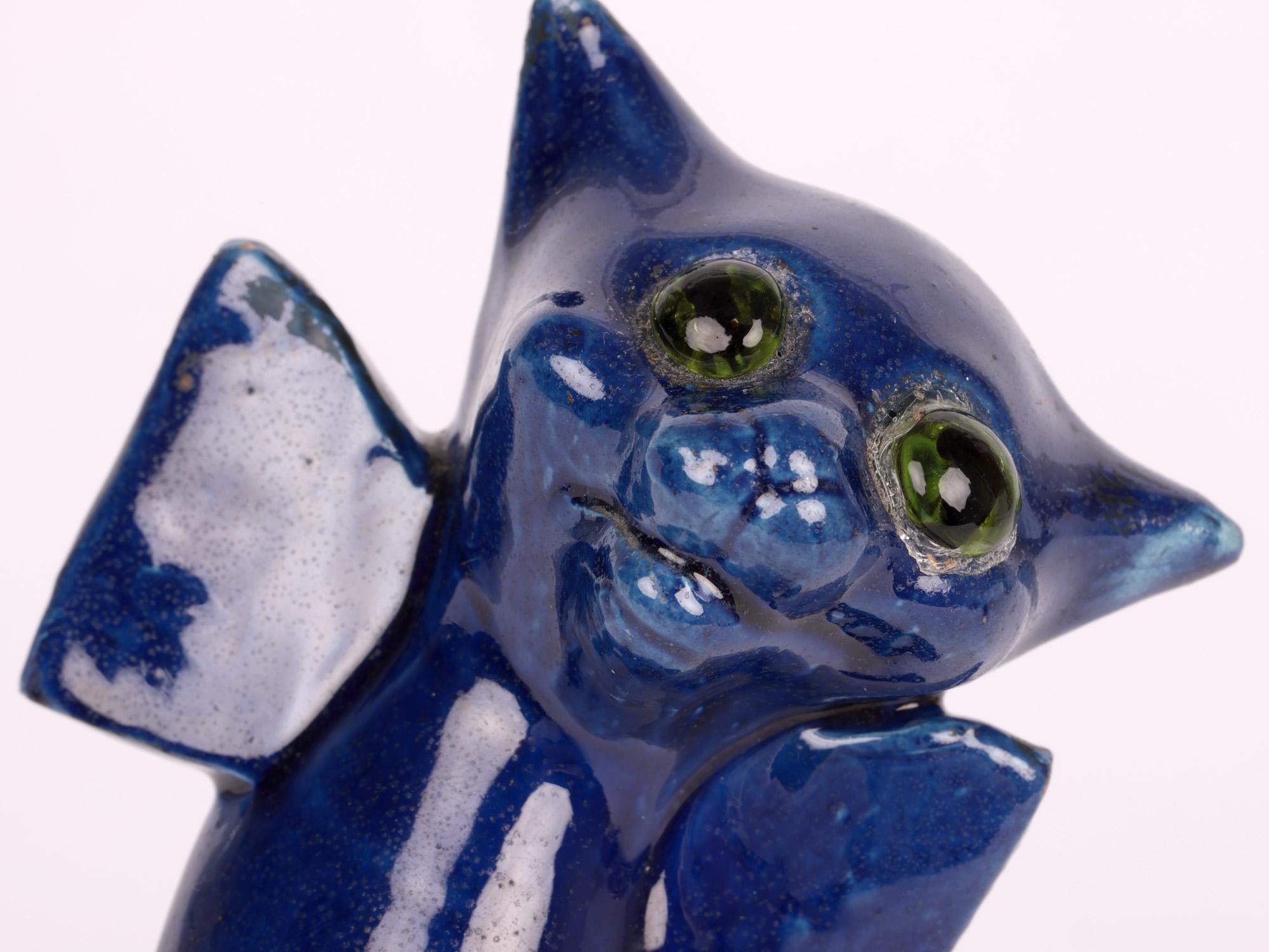 Early 20th Century Charles Hubert Brannam Grotesque Pottery Smiling Cat Figure For Sale