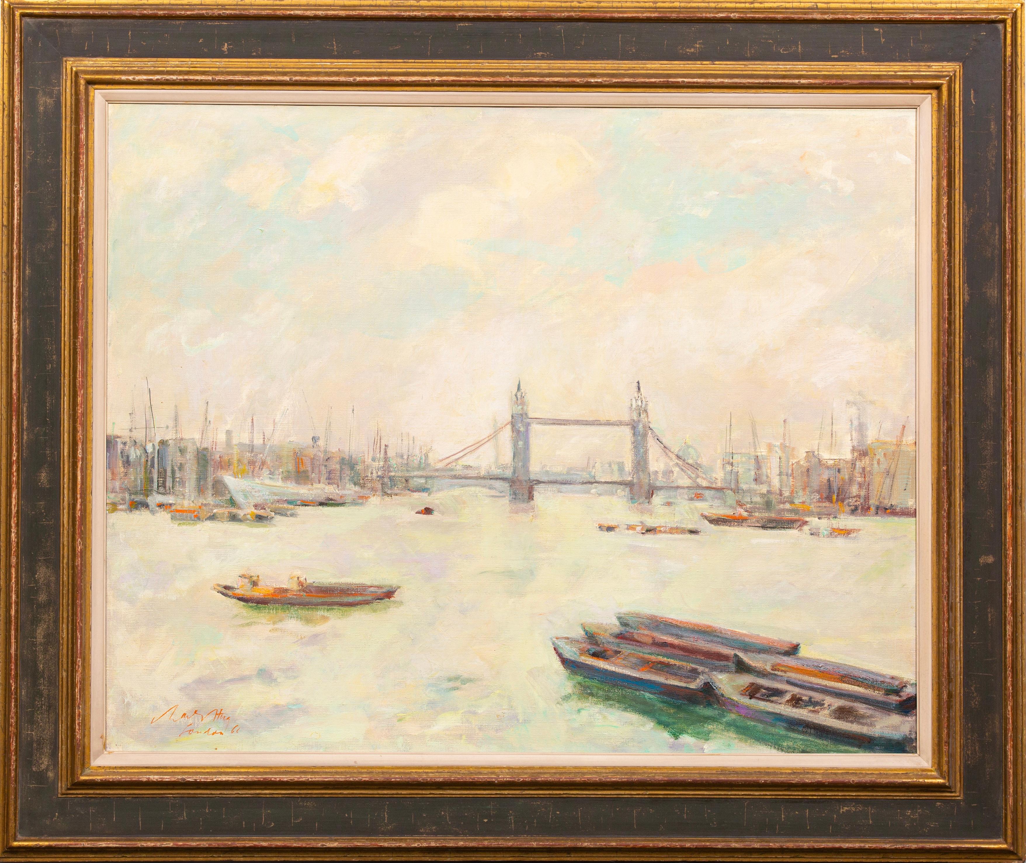 Fiume Tamigi e Tower Bridge, Londra" di Charles Hug ( 1899 - 1979 )