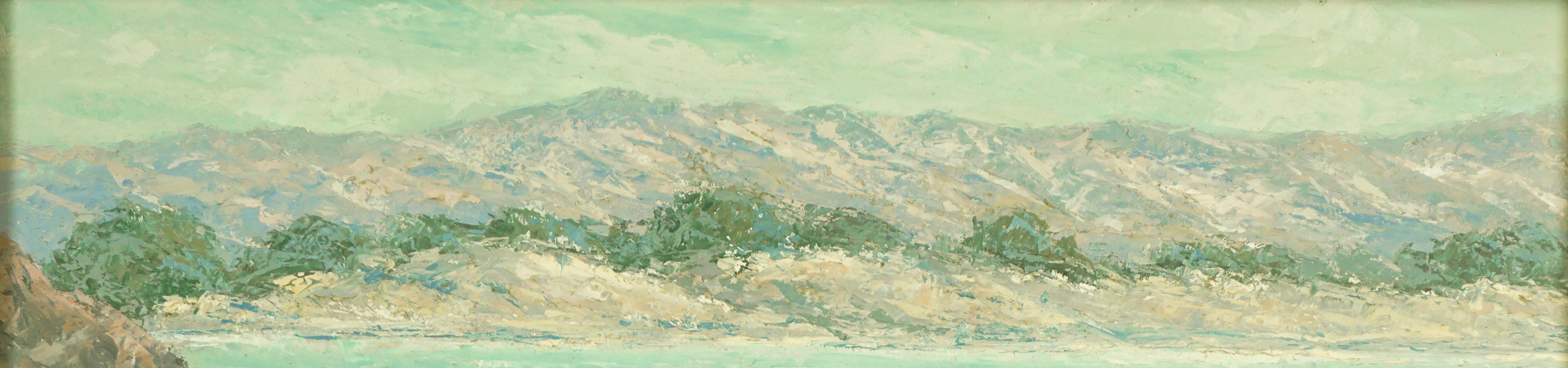 Mediados de siglo Monasterio Playa Carmel California Pintura al óleo impresionista - Painting De la posguerra de Charles Hulett