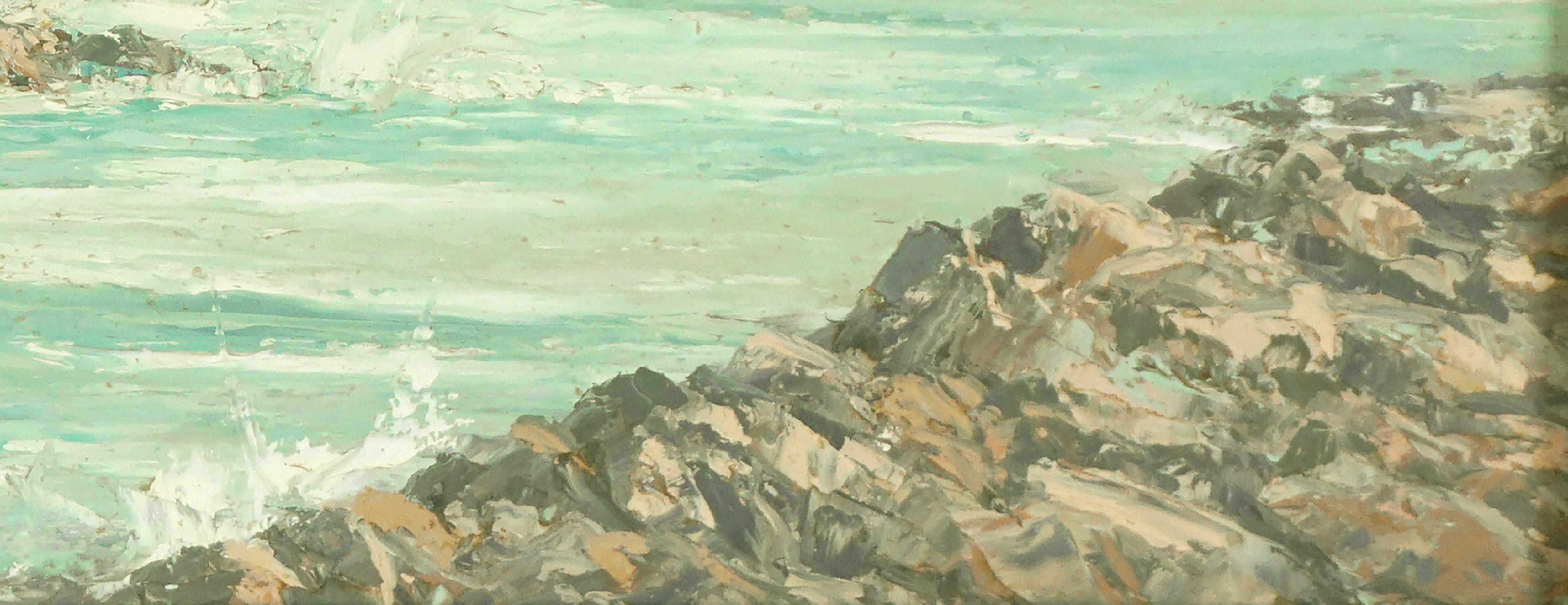 Mid Century Monastery Beach Carmel California Impressionist Oil Painting  For Sale 3