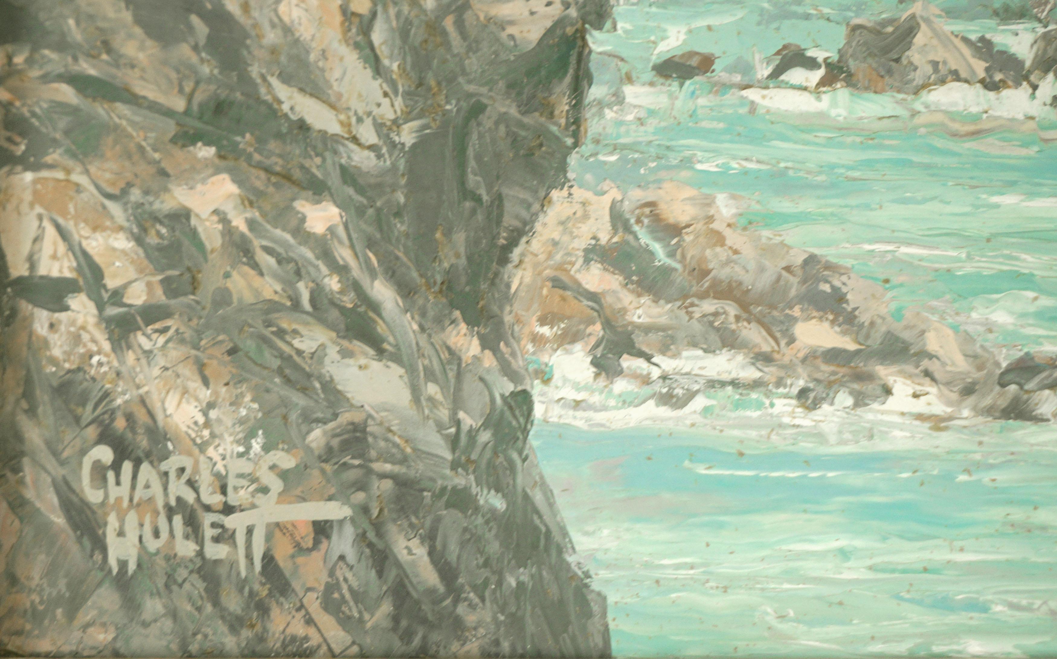 Mid Century Monastery Beach Carmel California Impressionist Oil Painting  For Sale 4