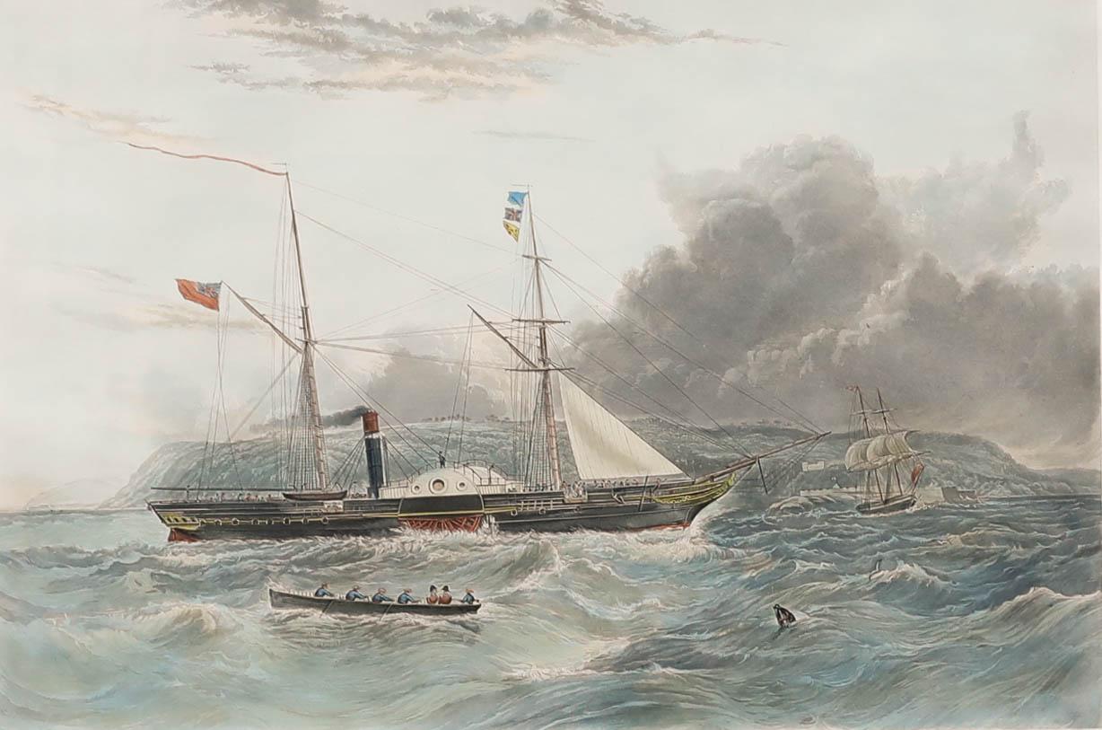 Charles Hunt After Knell - Framed Late 19th Century Engraving, H.M.S. Geyser For Sale 1