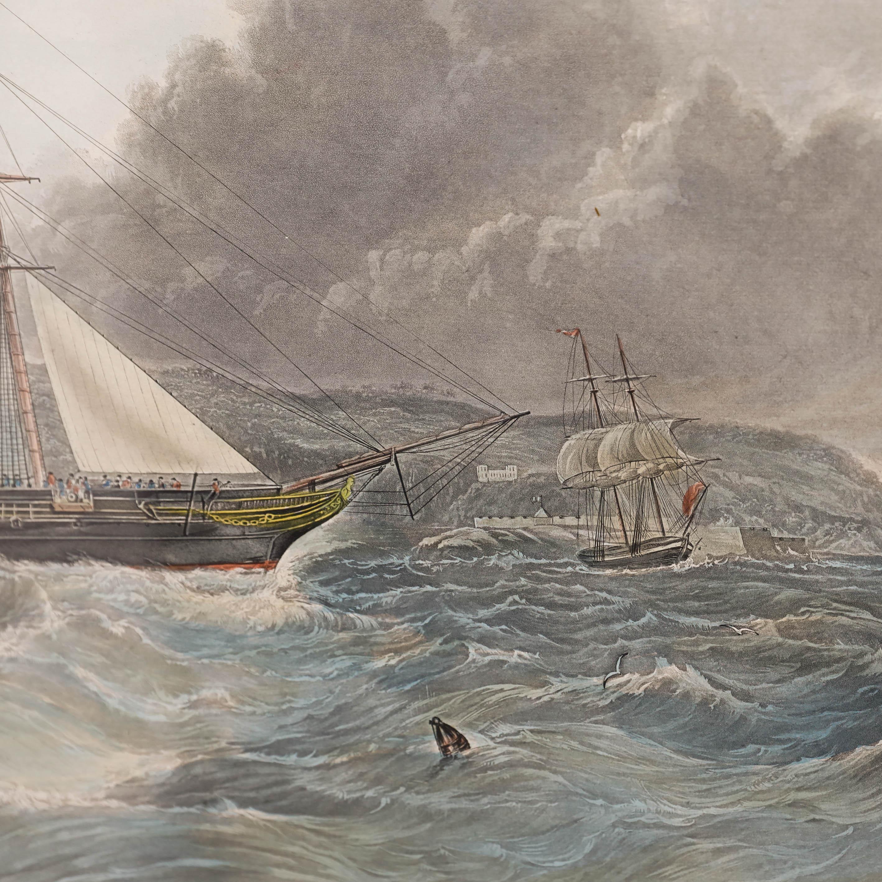 Charles Hunt After Knell - Framed Late 19th Century Engraving, H.M.S. Geyser For Sale 2