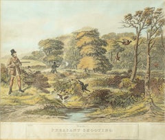 Antique "Pheasant Hunting" 19th Century Etching