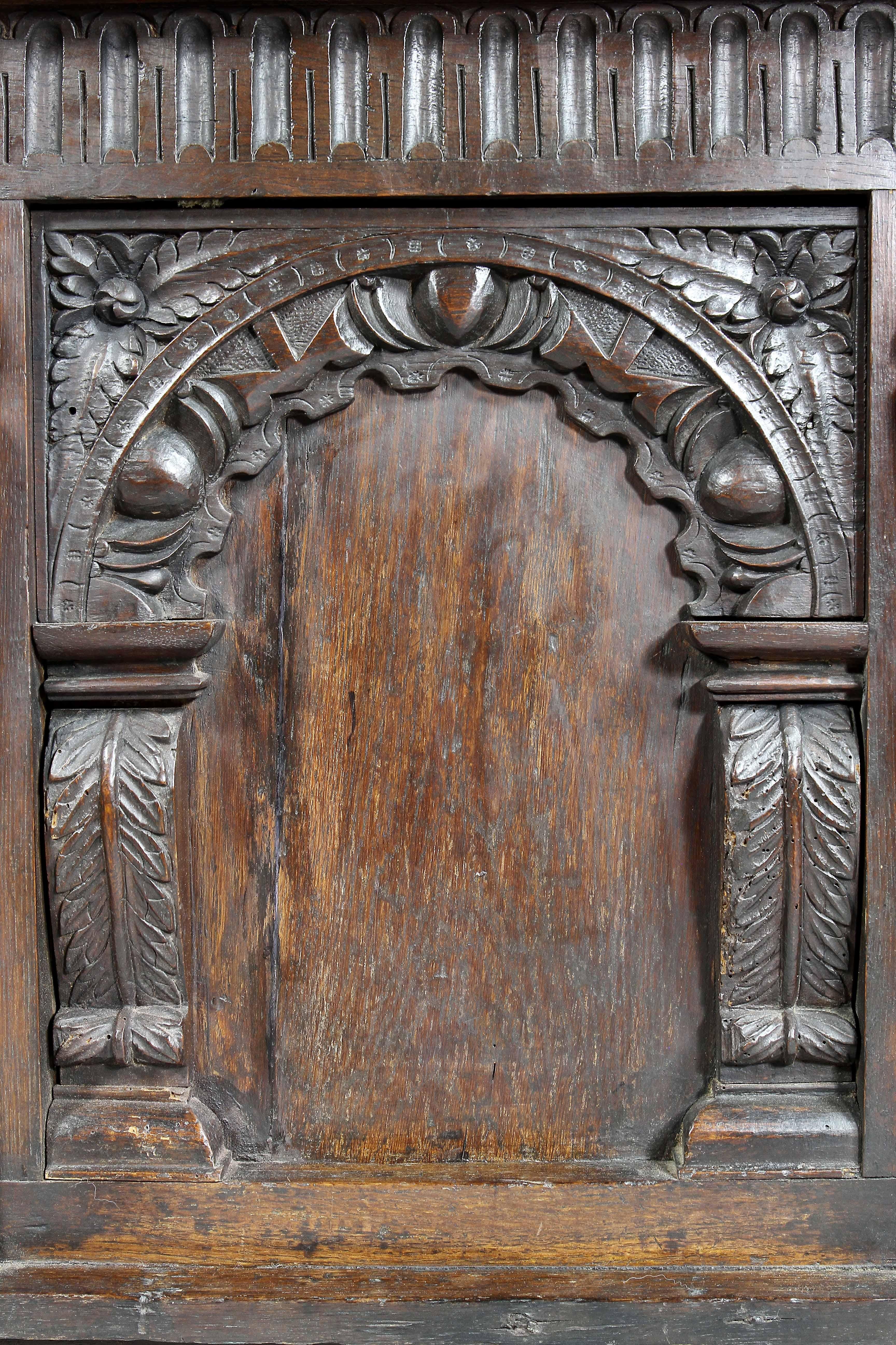 Mid-17th Century Charles I Carved Oak Coffer