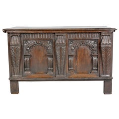 Antique Charles I Carved Oak Coffer