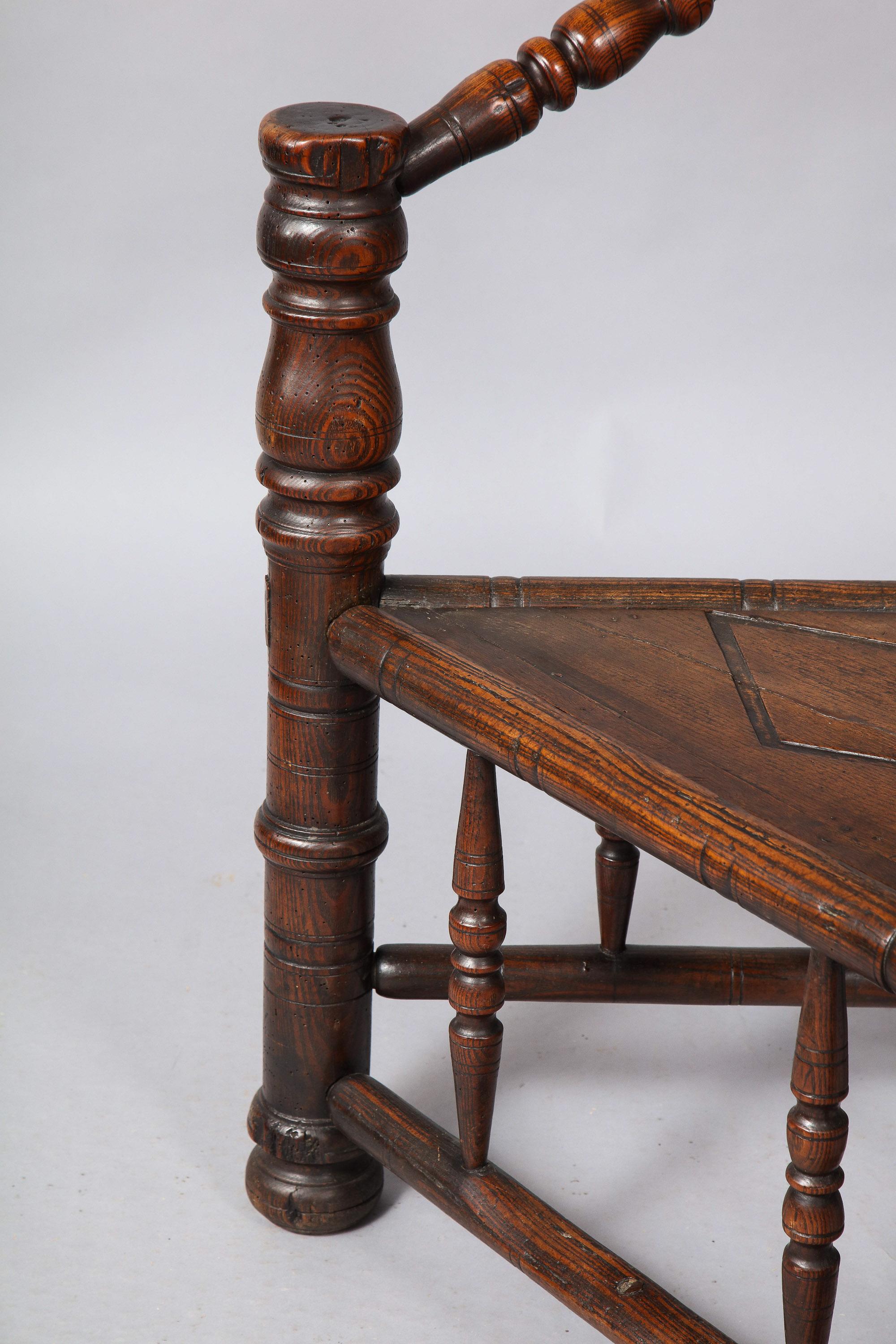 Ash Charles I Three-Legged Turner's Chair For Sale