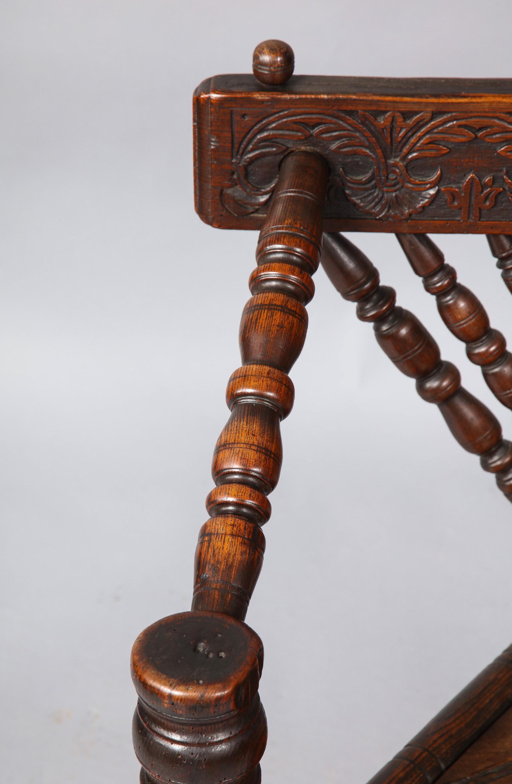 English Charles I Three-Legged Turner's Chair For Sale