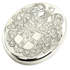 Charles II Antique Sterling Silver Oval Tobacco Box 1672 17th Century