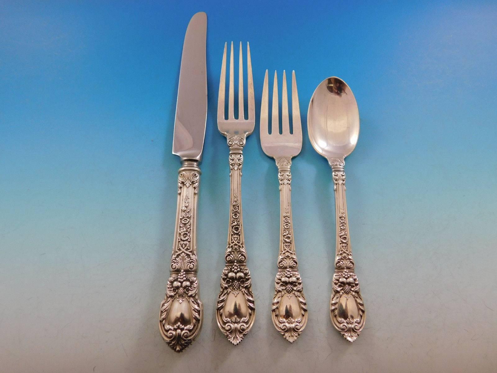 Charles II by Lunt Sterling Silver Flatware Service for Eight Set 54 Pieces In Excellent Condition In Big Bend, WI