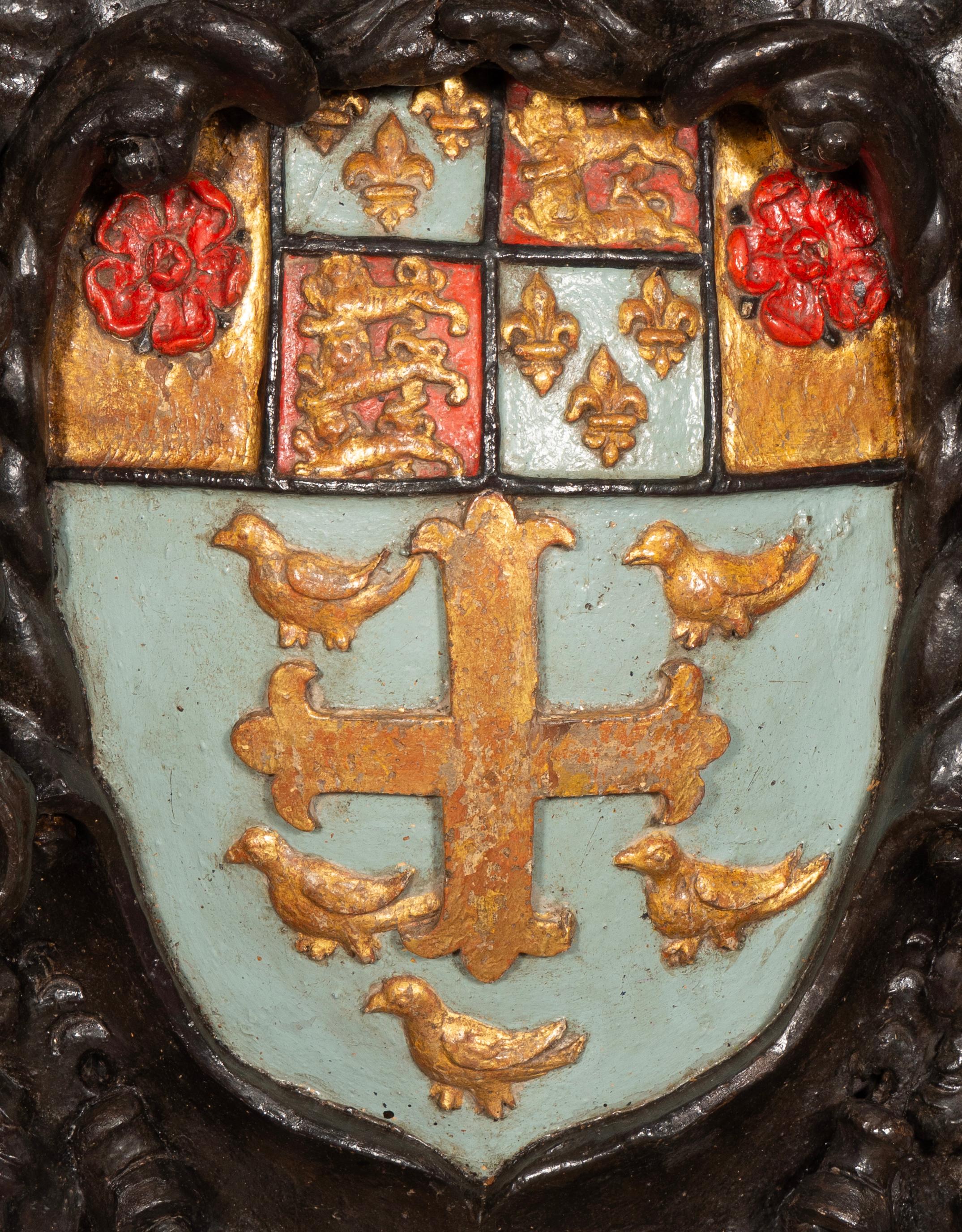 Baroque Charles II Carved Crest Of The Arms Of Westminster School For Sale