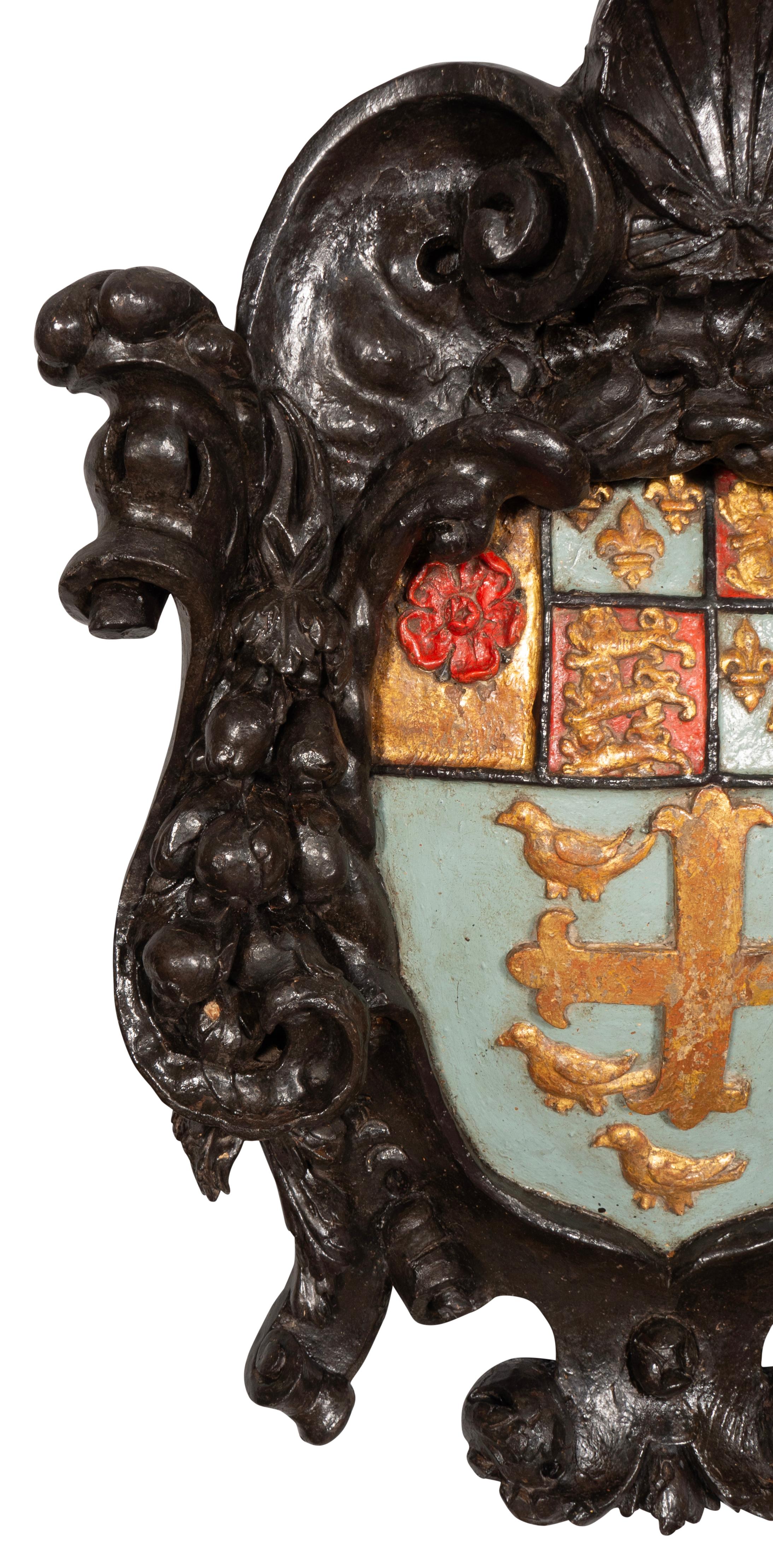 Charles II. geschnitztes Wappen der Armee der Westminster School (Spätes 17. Jahrhundert) im Angebot