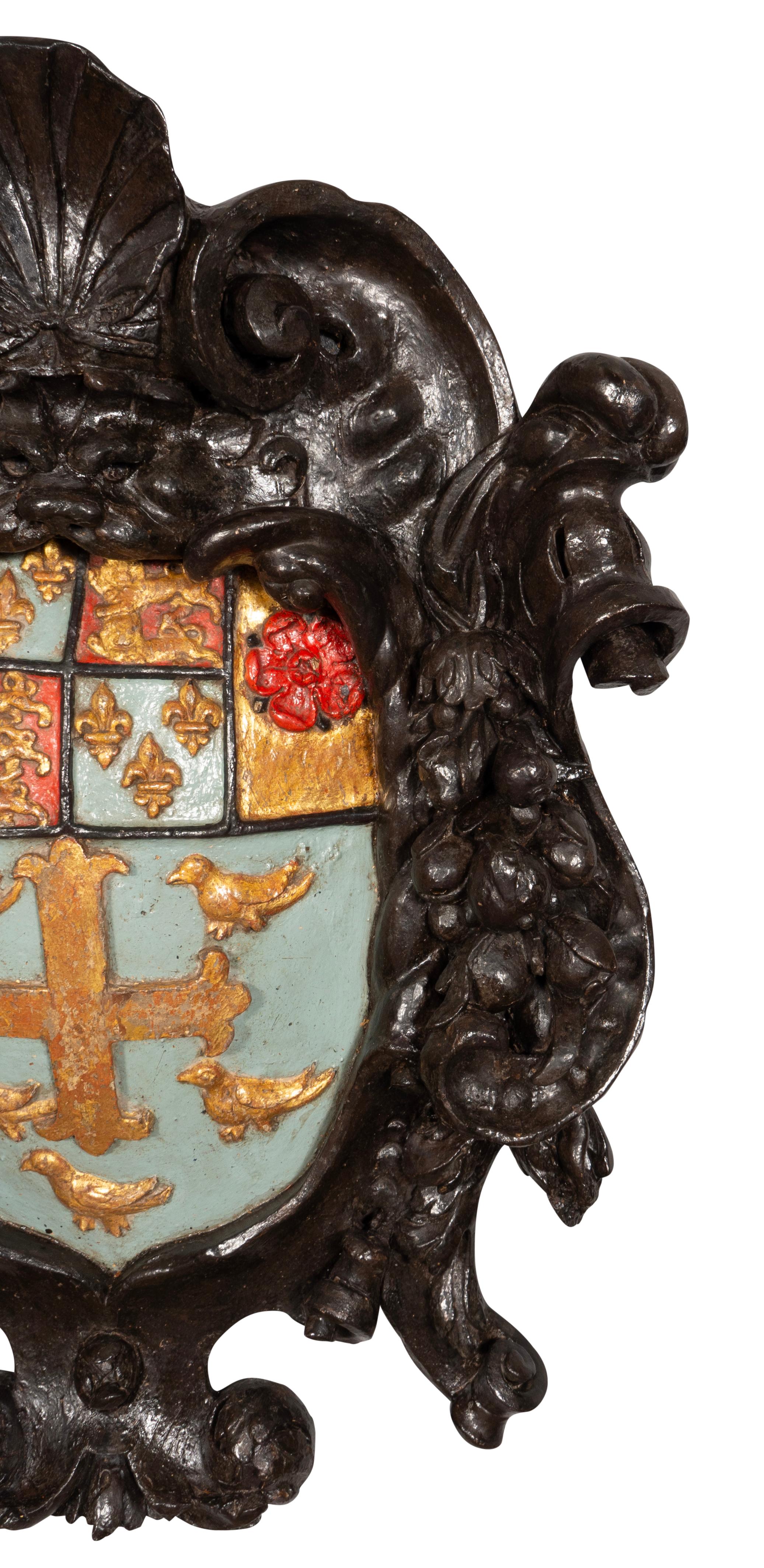 Charles II. geschnitztes Wappen der Armee der Westminster School (Holz) im Angebot