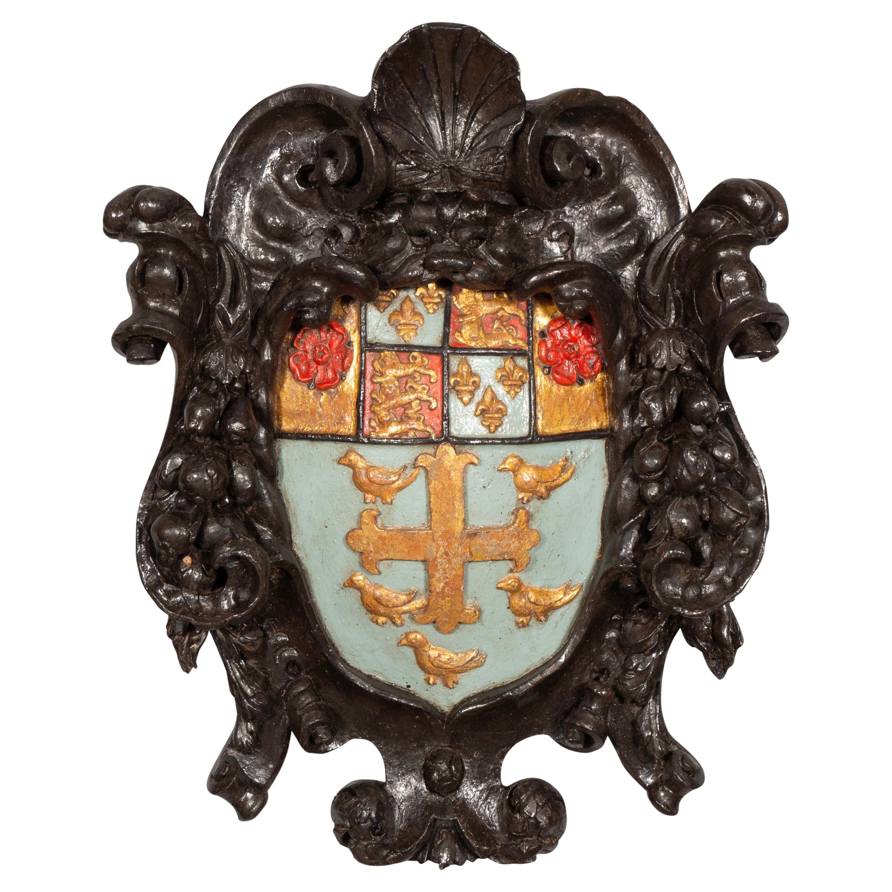 Charles II. geschnitztes Wappen der Armee der Westminster School im Angebot