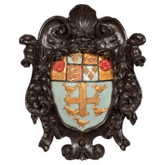 Antique Charles II Carved Crest Of The Arms Of Westminster School