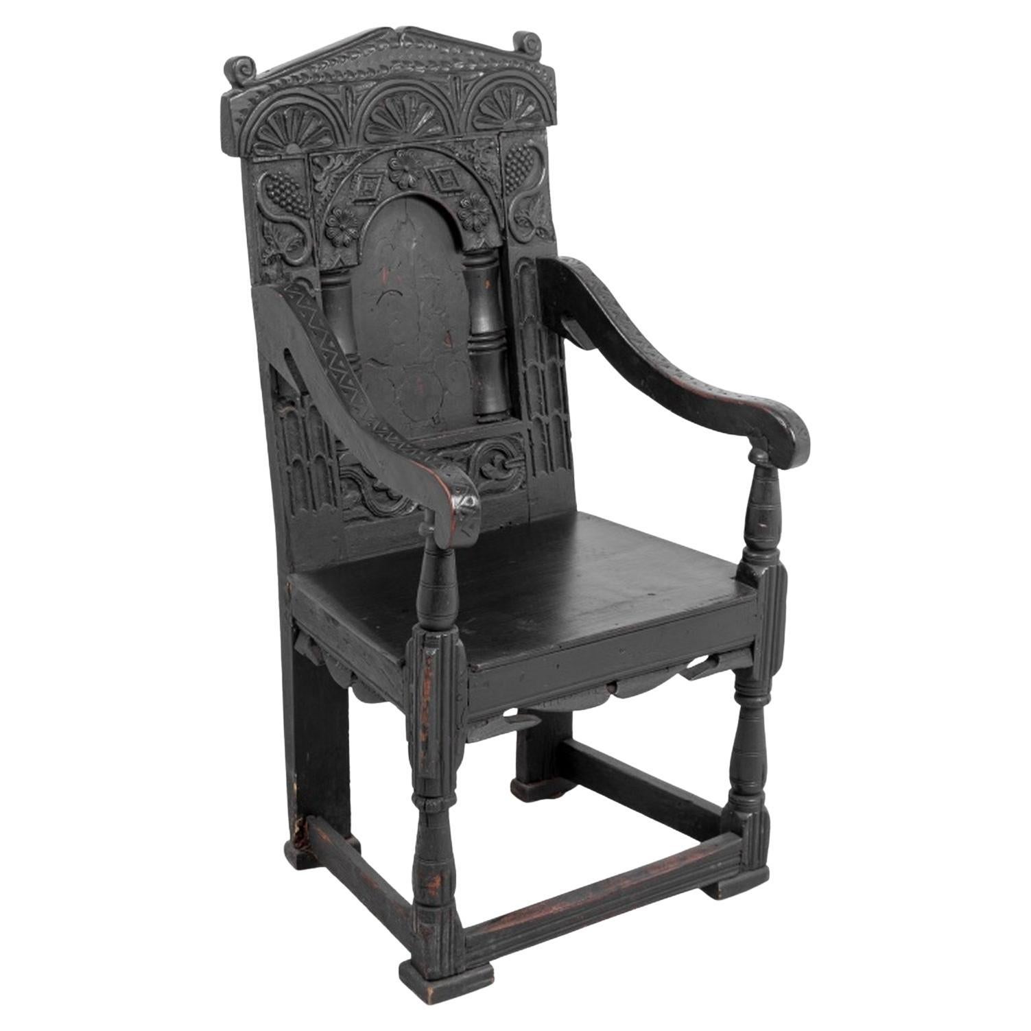 Charles II Carved Oak Armchair
