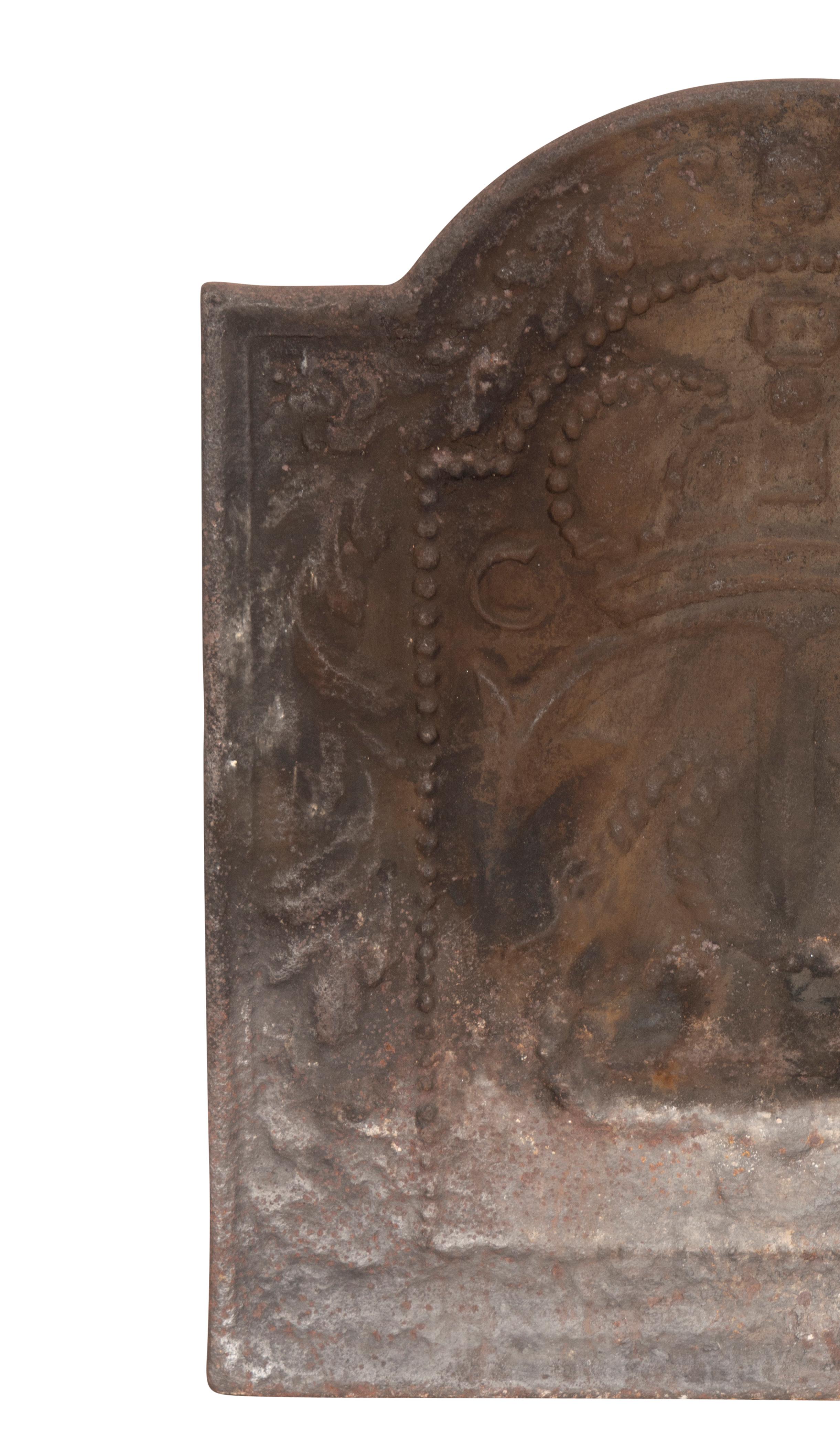 Charles II Cast Iron Fireback In Good Condition For Sale In Essex, MA