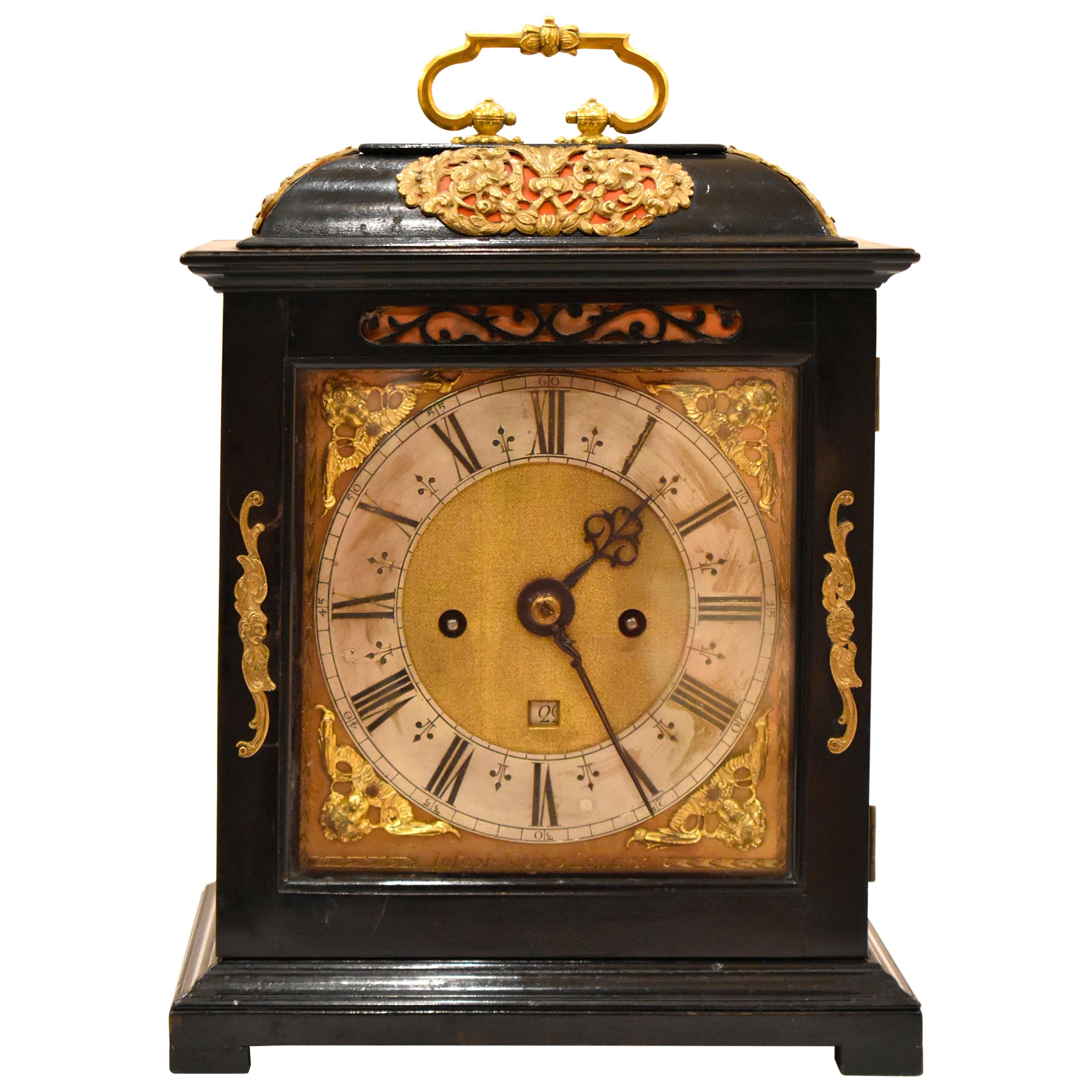 Charles II Ebony Bracket Clock by Joseph Knibb London, circa 1675—1685 For Sale