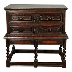 Charles II Elm Chest on Stand, circa 1670