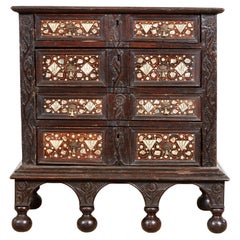 Charles II Inlaid Oak Chest on Frame