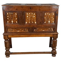 Charles II Ivory Inlaid Elm Chest on Stand c. 1660