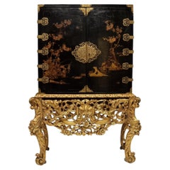 Charles II Japanned Chinoiserie Cabinet on Stand