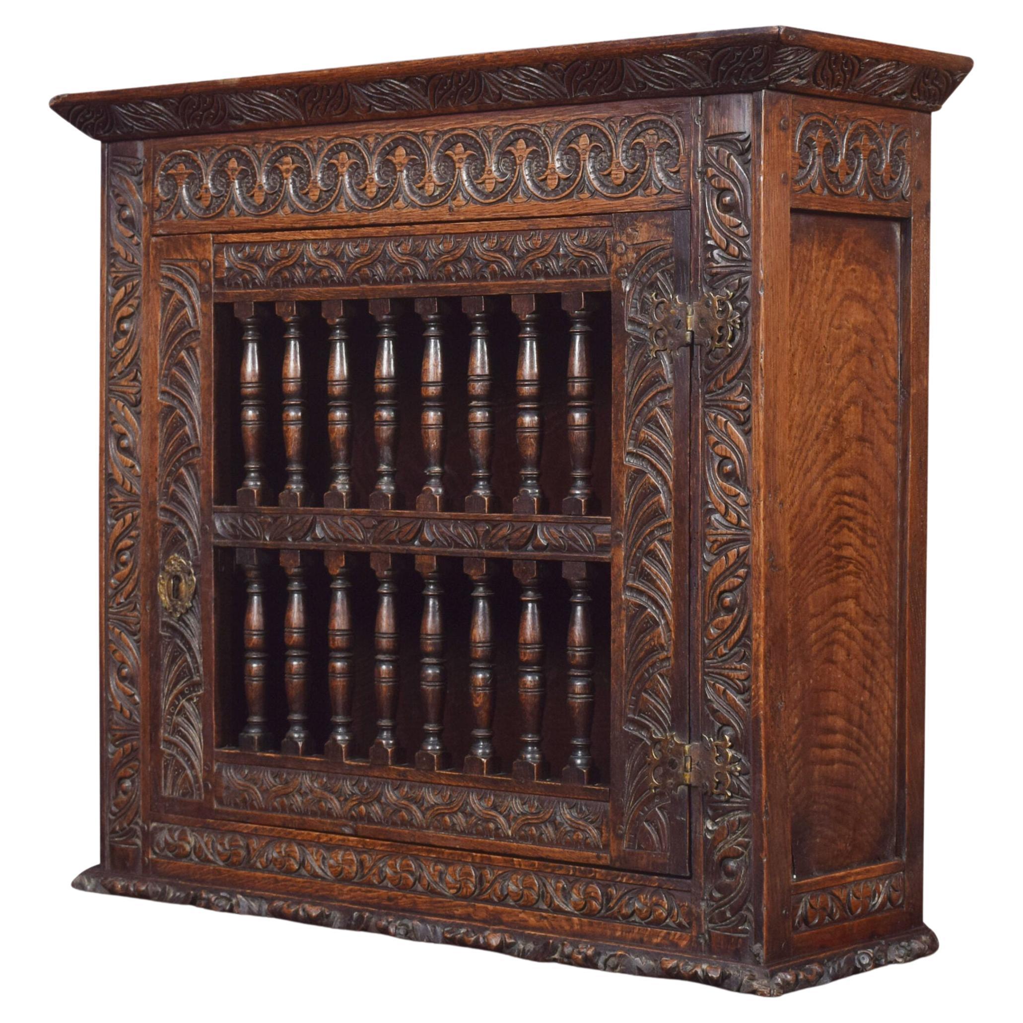 Charles II Joined and Boarded Oak Mural Livery Cupboard For Sale