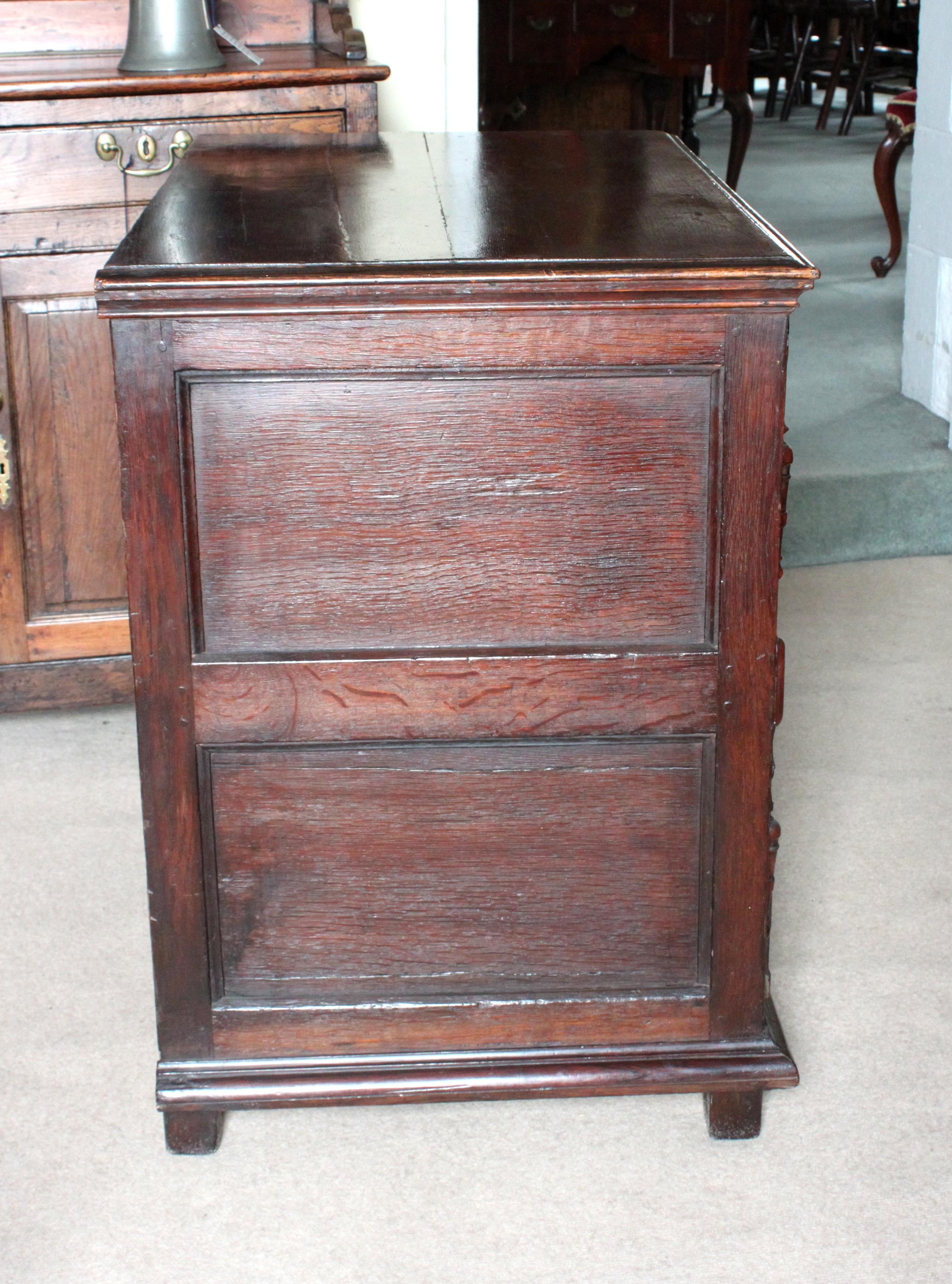 Charles II Moulded Front Oak Chest of Drawers For Sale 2