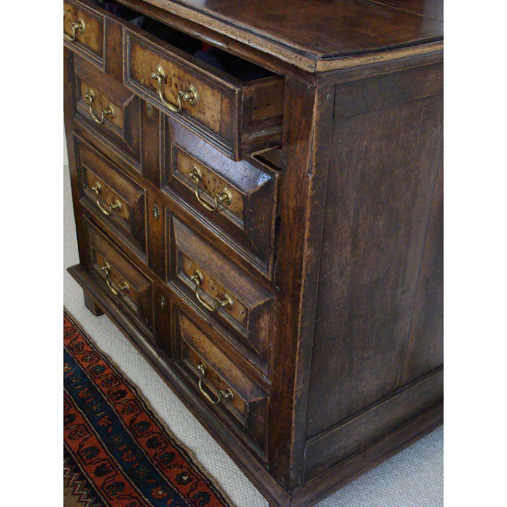 Charles II Oak and Walnut Chest of Drawers For Sale 1