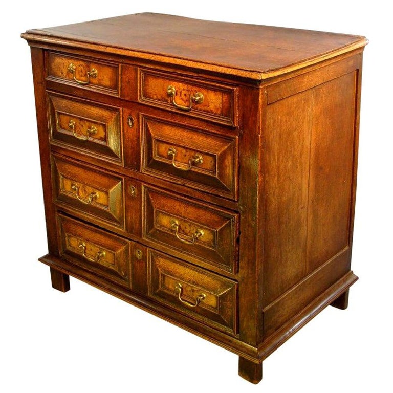 Charles II Oak and Walnut Chest of Drawers For Sale at 1stDibs