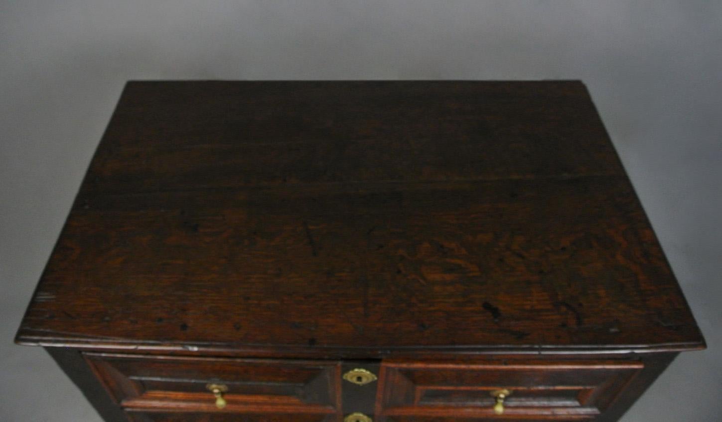 18th Century and Earlier Charles II Oak Chest of Drawers with Original Handles c. 1670 For Sale