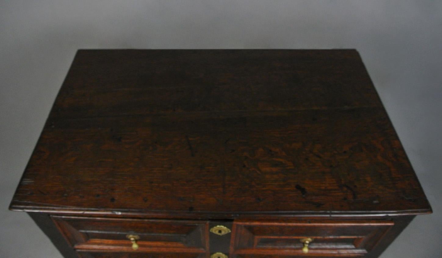 18th Century and Earlier Charles II Oak Chest of Drawers with Original Handles c. 1670