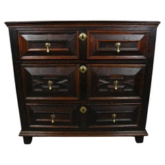 Used Charles II Oak Chest of Drawers with Original Handles c. 1670