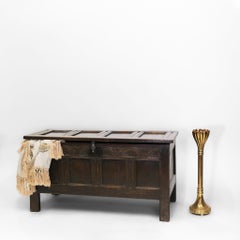 Charles II Oak Panel Coffer Chest Circa 1680