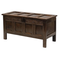 Charles II Oak Panel Coffer Chest Circa 1680