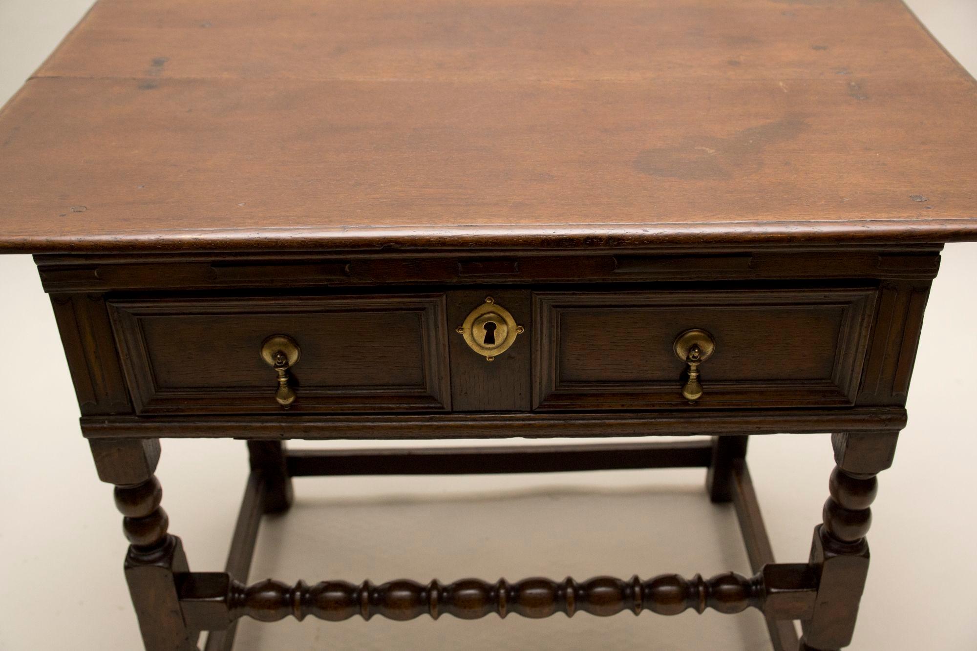 Charles II Oak Side Table For Sale 1