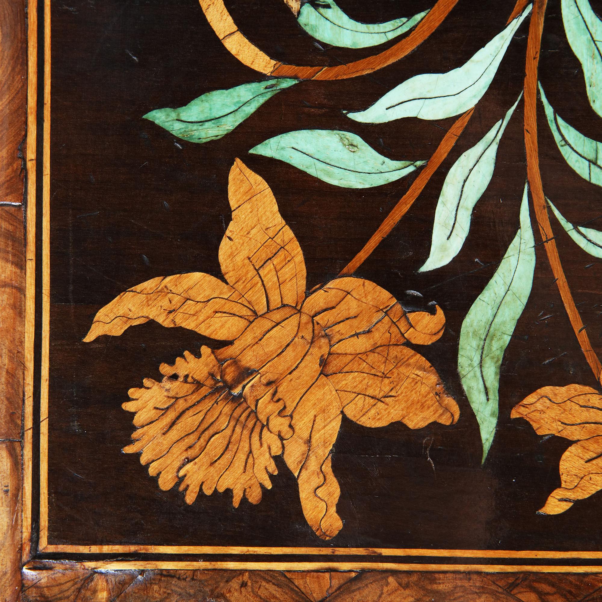 English Charles II Olive Oyster Floral Marquetry Table