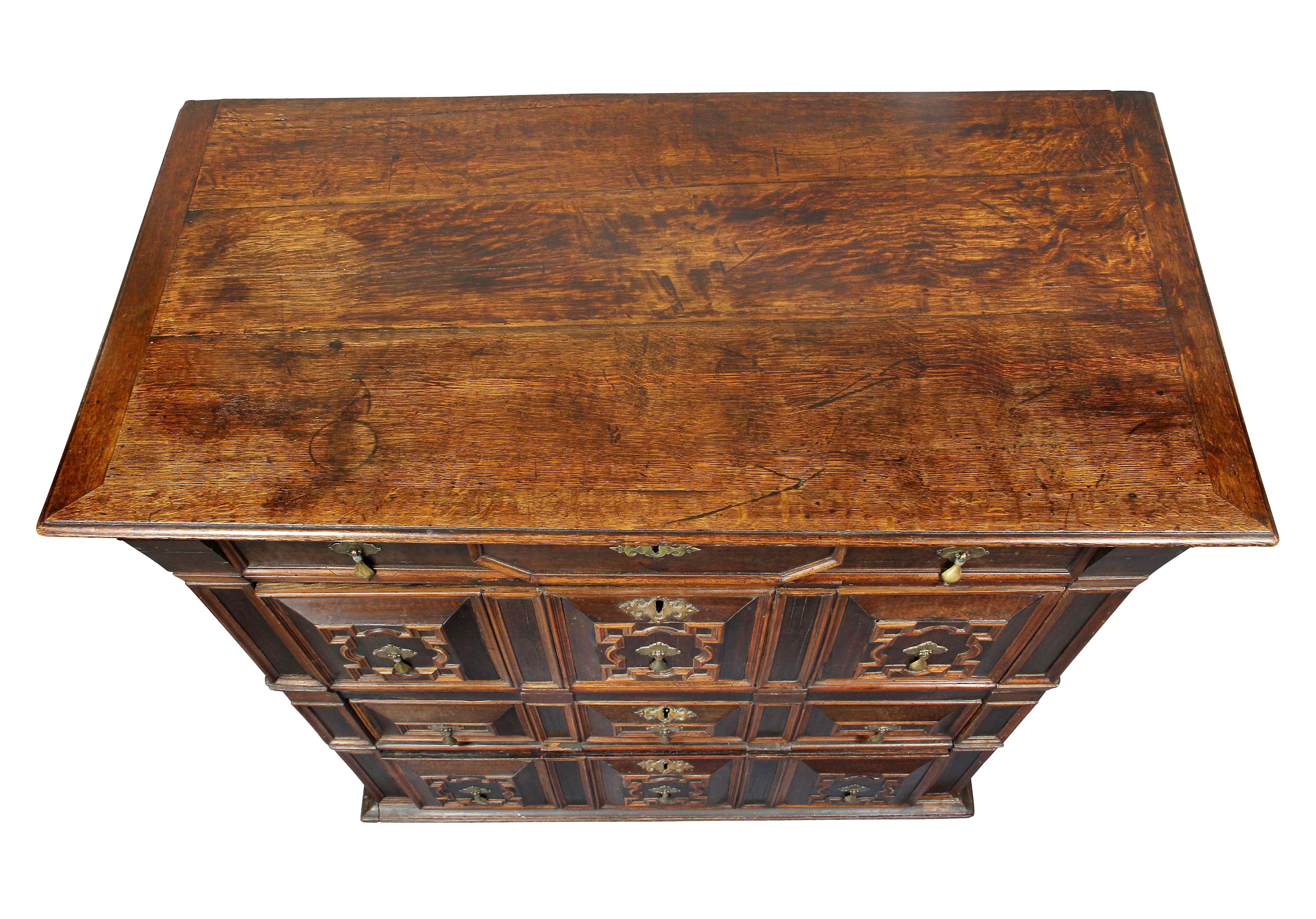 English Charles II Palisander and Oak Chest of Drawers