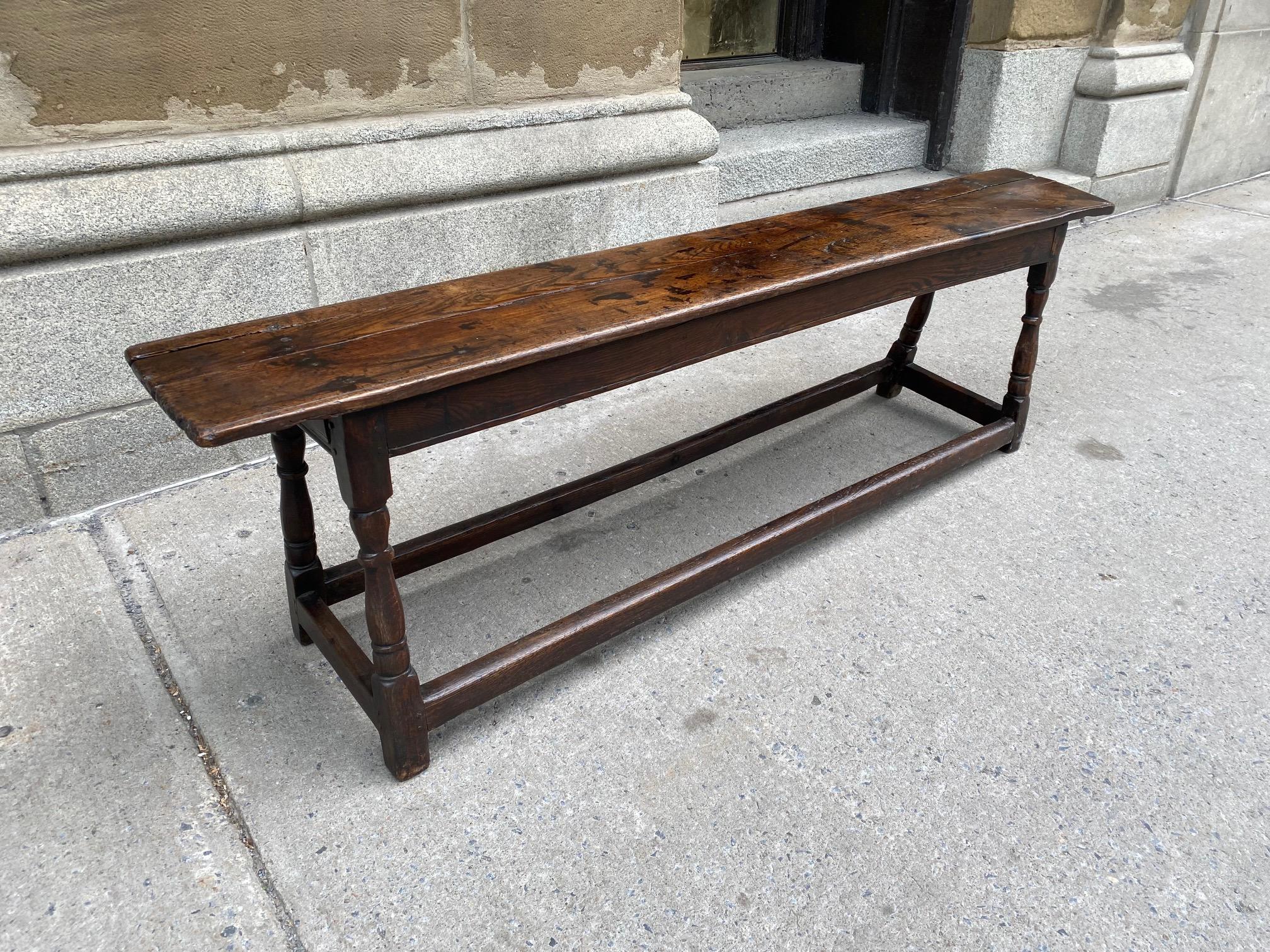 English Charles II Period Oak Long Bench For Sale