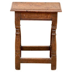 Antique Charles II Rectangular Oak Stool