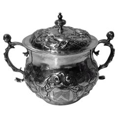 Coupe Caudle en argent Charles II avec couvercle Londres:: 1663