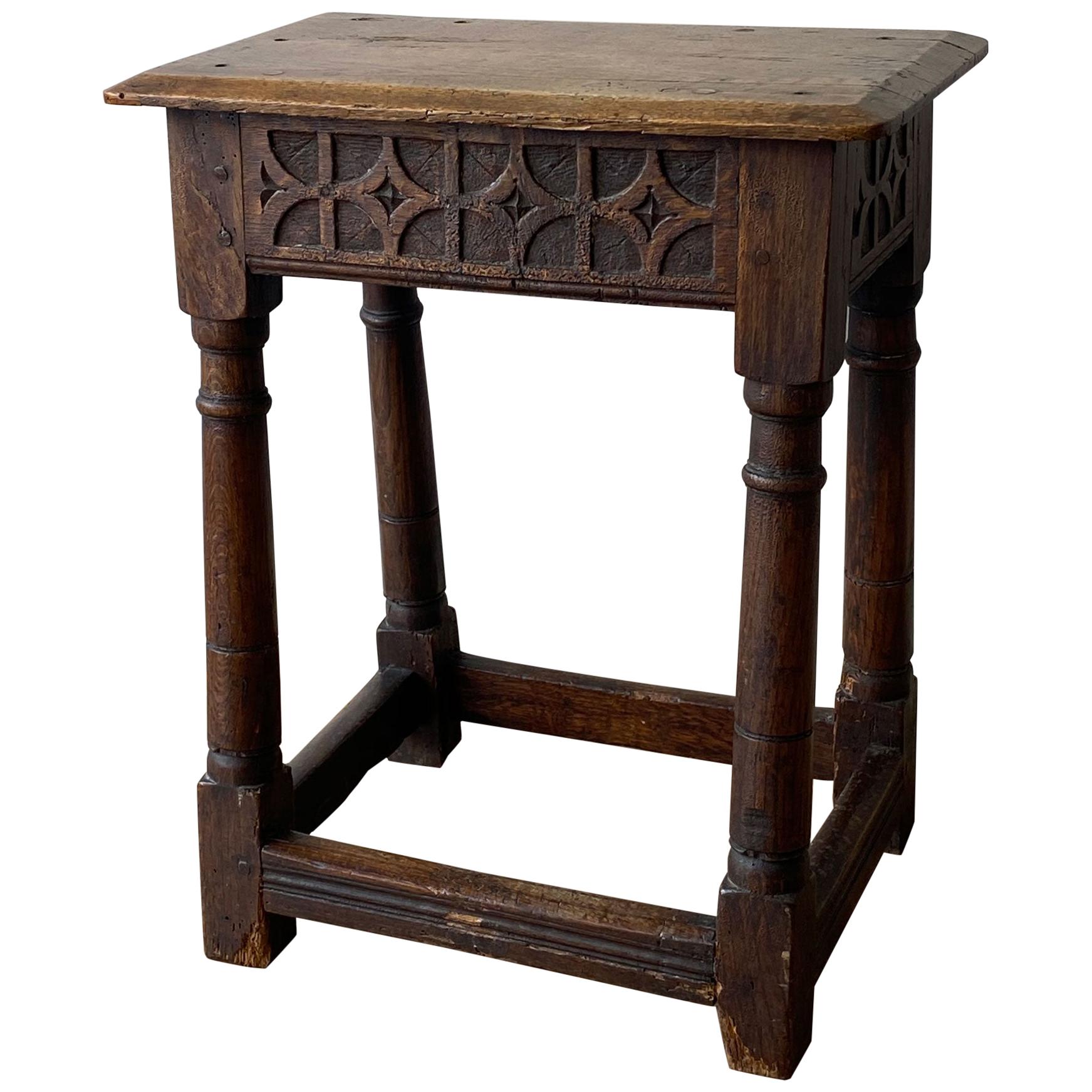 Charles II Suffolk Carved Oak Joint Stool